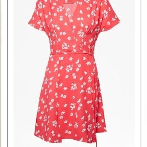 Floral Red Wrap Dress